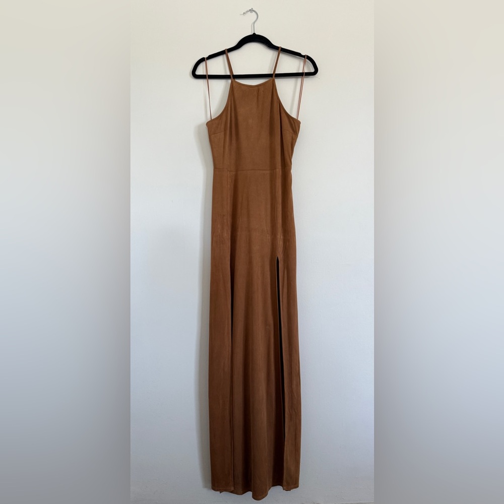 Brown Maxi Dress with Slit